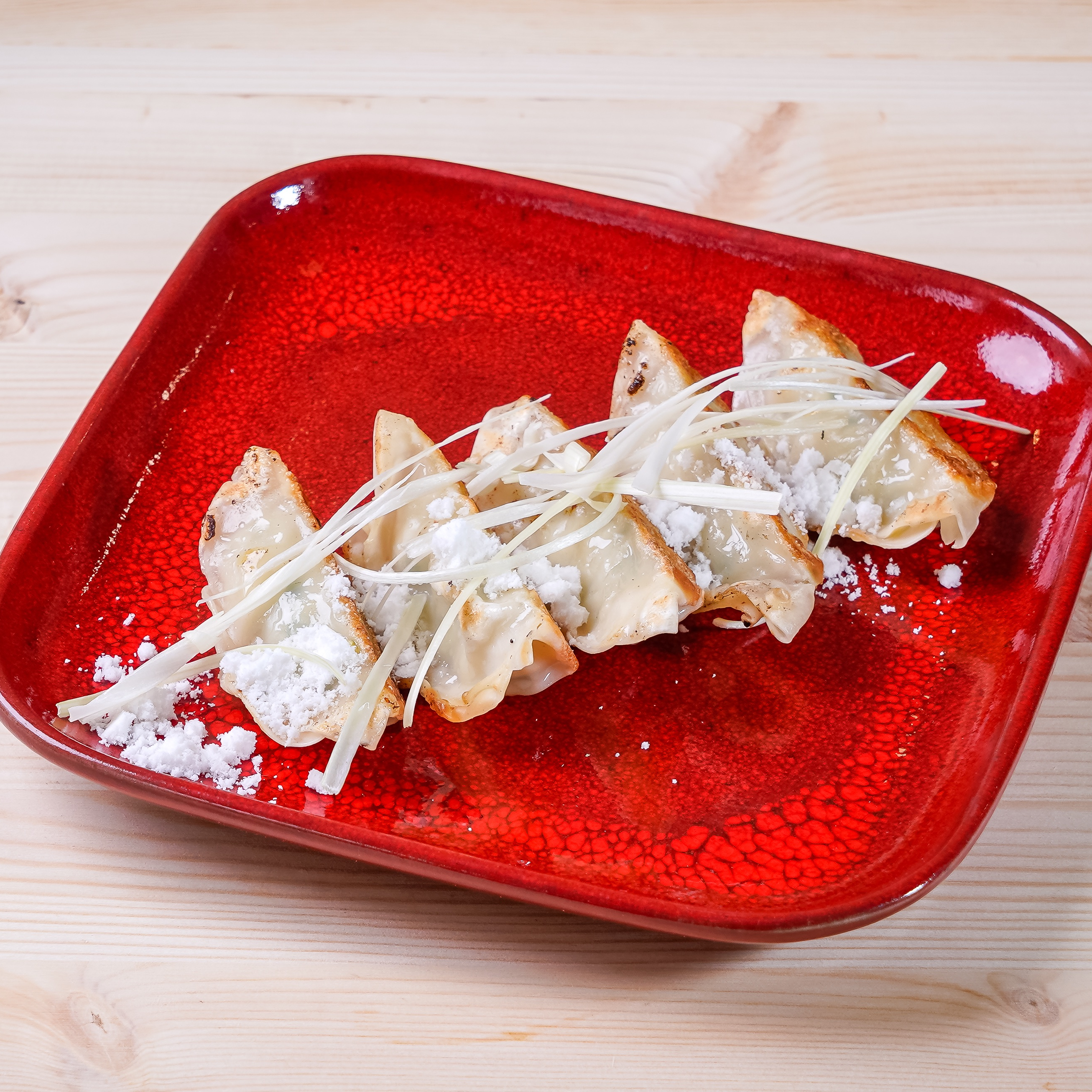 Chicken Gyoza. Japanese chicken ravioli with leek and sesame seed crumbs. 7 EUR. Japanese, Sushi, Asian